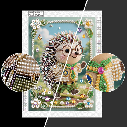 WSLWXSHM Pearl Diamond Painting Kits for Adults Hedgehog, 5D Special Shape Diamond Art Kits for Beginners, Crystal Rhinestones Diamond Painting for Home Wall Decoration Gift 12×16inch/30×40cm Animal