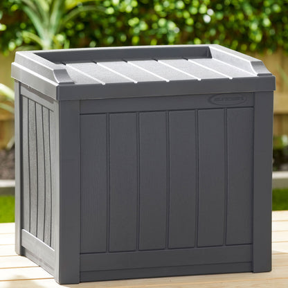 Suncast 4 Pack Small Deck Box Storage w/Bench Seat for Indoor & Outdoor Use, 22 Gal., Cyberspace