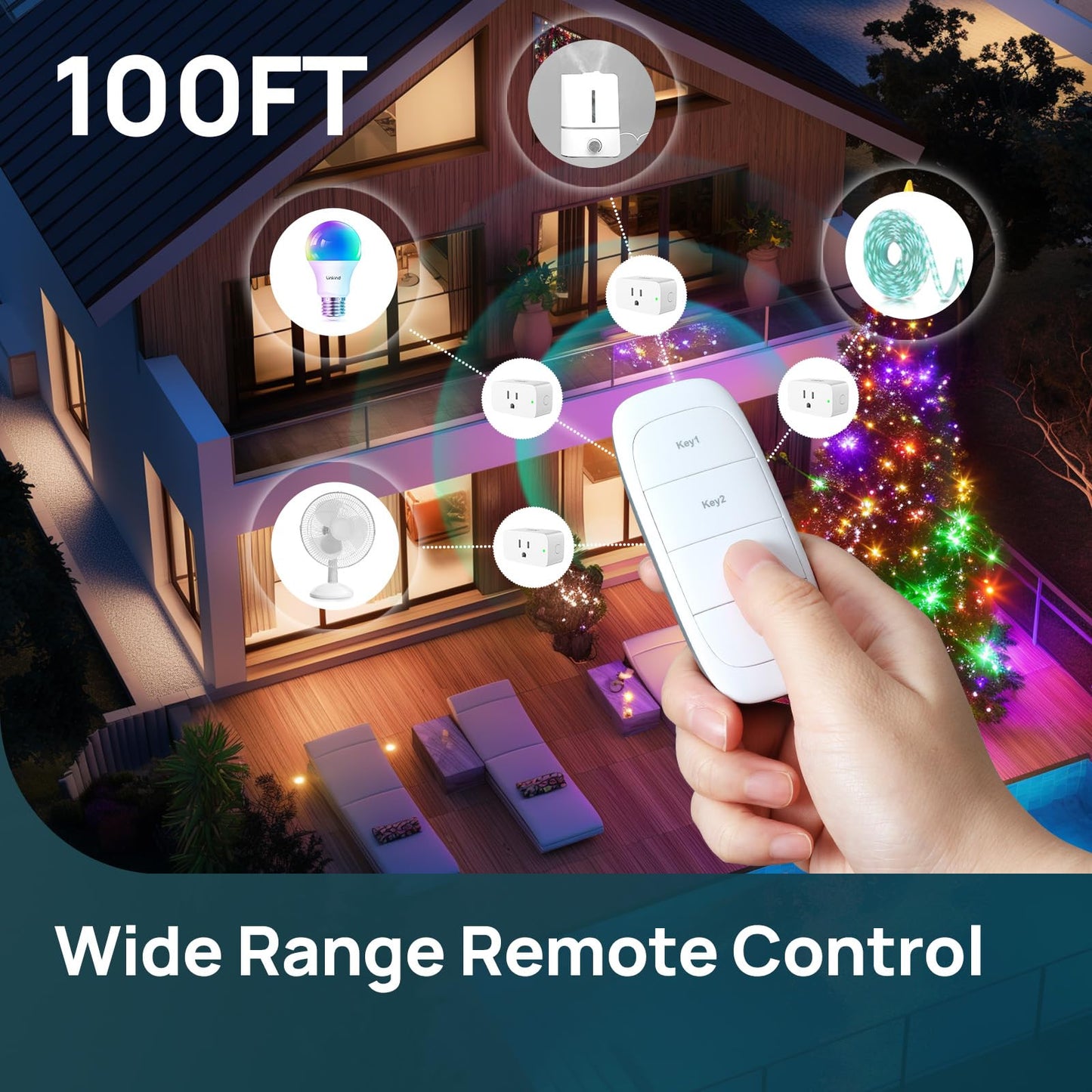 Linkind Matter Smart Plug with Remote, Work with Apple Home, Siri, Alexa, Google Home, SmartThings, Smart Outlet 15A/1800W Max, Smart Automation, Remote Control,Timer&Schedule, 2.4G Wi-Fi, 4 Pack