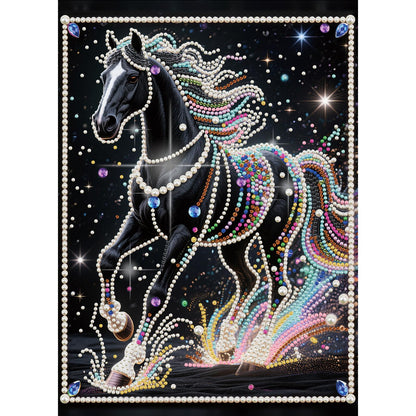 WSLWXSHM Pearl Diamond Painting Kits for Adults Horse, 5D Special Shape Diamond Art Kits for Beginners, Crystal Rhinestones Diamond Painting for Home Wall Decoration Gift 12×16inch/30×40cm Animal