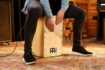 Pickup String Cajon Box Drum with Electronics for Amp or PA System and Snare Effect — NOT MADE IN CHINA — Play with Your Hands, Baltic Birch, 2-YEAR WARRANTY
