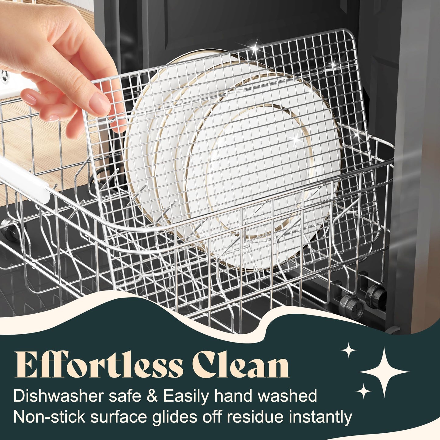 Cooling Racks for Cooking and Baking - 10"x14.75" Oven Safe Premium Stainless Steel Heavy Duty Baking Rack Tight-Wire, Fits Jelly Roll Pan Rack for Roasting & Grilling & Cooking - Set of 2