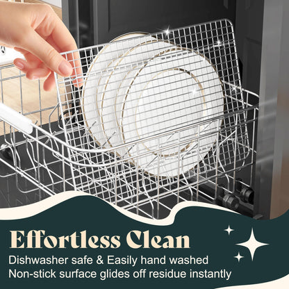 Cooling Racks for Cooking and Baking - 10"x14.75" Oven Safe Premium Stainless Steel Heavy Duty Baking Rack Tight-Wire, Fits Jelly Roll Pan Rack for Roasting & Grilling & Cooking - Set of 2