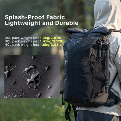 PGYTECH OnePro Ultralight Camera Backpack, Expandable Camera Bag 30L for Photographers, Outdoor Travel Bag with Dividers and 16" Laptop Sleeve, Compatible with DSLR/Drones/Mirrorless (Aurora Purple)