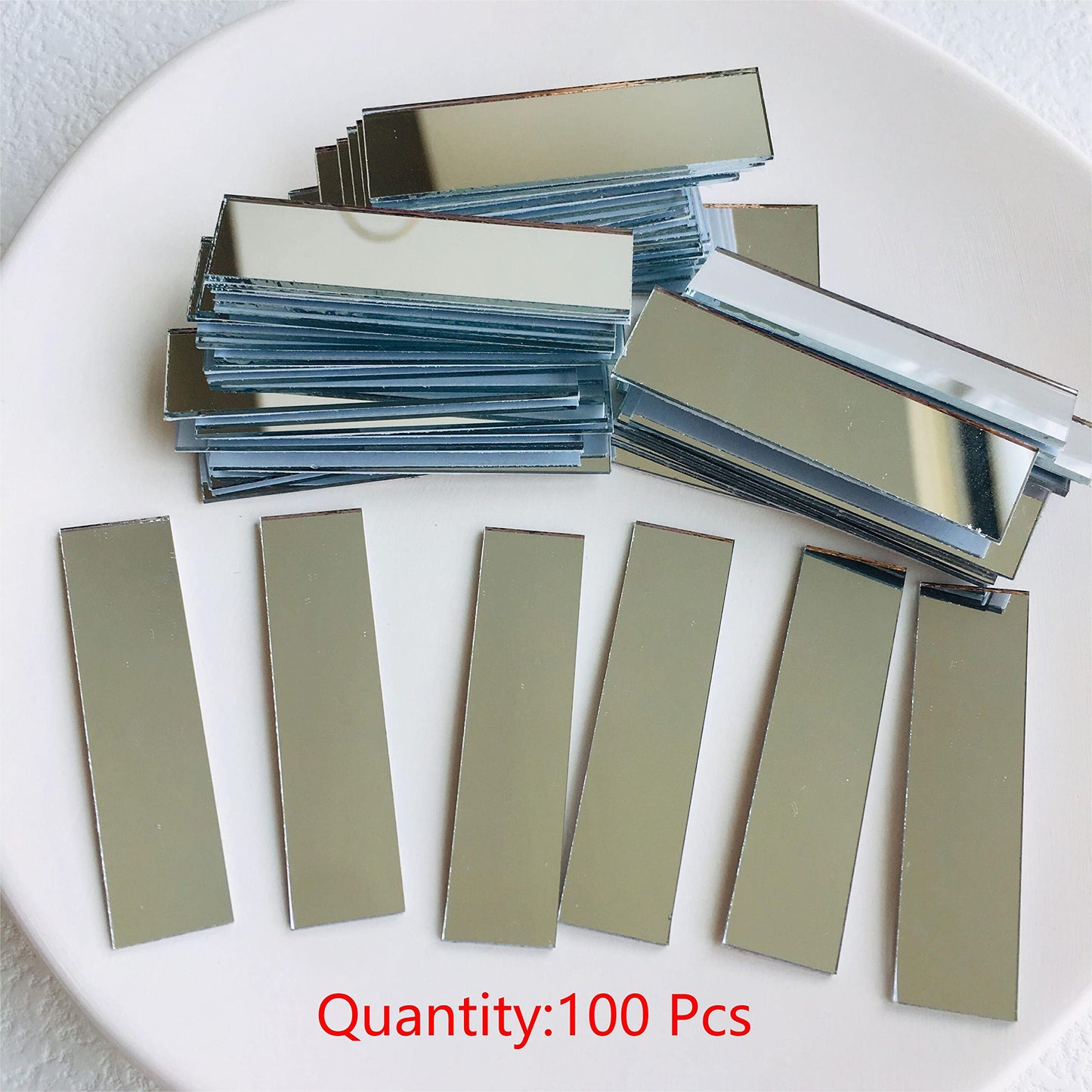 NUO RUI Adhesive Rectangular 1/2" x 2" Mirror Mosaic Tile 100 Pcs