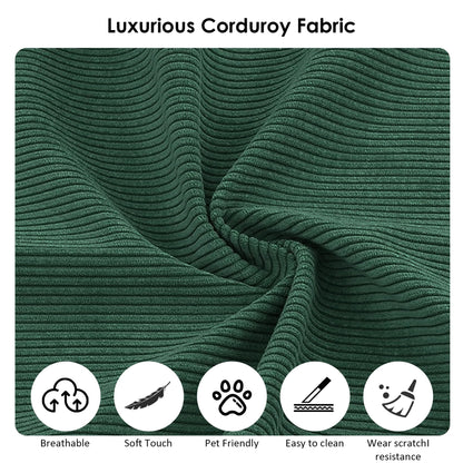 80" Convertible Sofa Bed, 3-in-1 Corduroy Folding Pull Out Couch with Pillows, No Assembly Modern Boneless Couch Compression Sofa in Box, Floor Sofa with Side Storage Pocket for Living Room,Dark Green