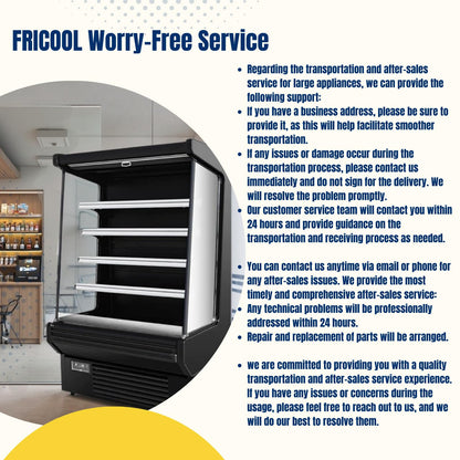 FRICOOL Food Refrigerated Display Case for Commercial Bakery Pastry Front Open Air Refrigerated Display Cooler Case, Movable Shelves and Adjustable Legs, 36~41℉ (61.4 Inches, Black)