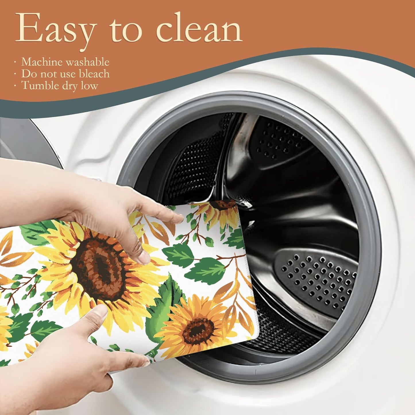 Summer Sunflowers Dish Drying Mats, 18x24 Inch Ultra Absorbent Microfiber Dishware Pad for Kitchen Counter Decor