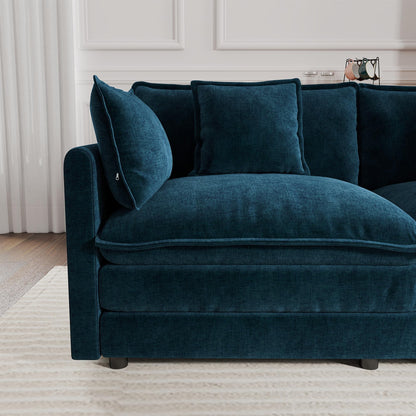 KEIKI 2-Piece Sofa Set with 2 Oversized Chenille Single Sofa, Upholstered Modern Style 2-Seater Lounge Accent Chair Set with 2 Pillow, High-Density Foam Cushions, for Apartment, Living Room, Blue