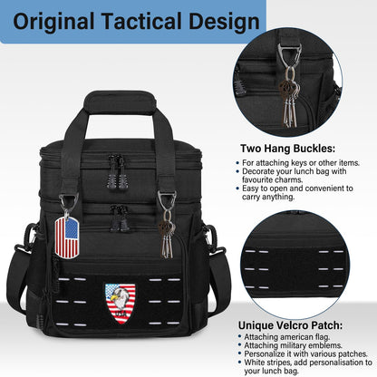 Lunch Box Cooler Bag - Tactical Insulated Lunchbox for Men - Large Soft Expandable Lunch Pail for Adults Work Outdoor Shifts Trips Black 16L