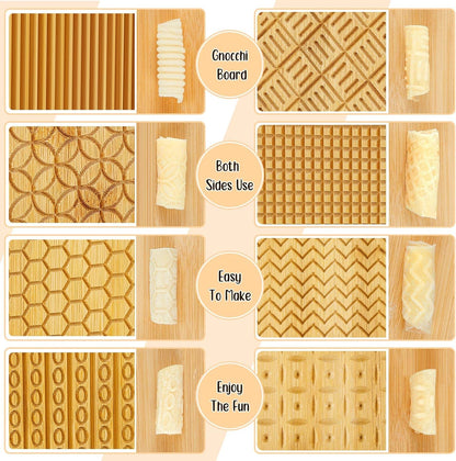 4 Set Pieces Wood Gnocchi Pasta Board Gnocchi Paddle Maker Garganelli Pasta Board Making Tools with Rolls Kitchen Gift