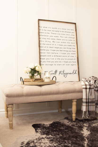 HomePop Large Upholstered Tufted Bench – Light Mauve