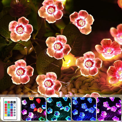 16 13 40 Day(1 Mudder Colors Cherry Blossom Decor Flower String Lights, Fairy Pink Light String with Timer ft LEDs USB