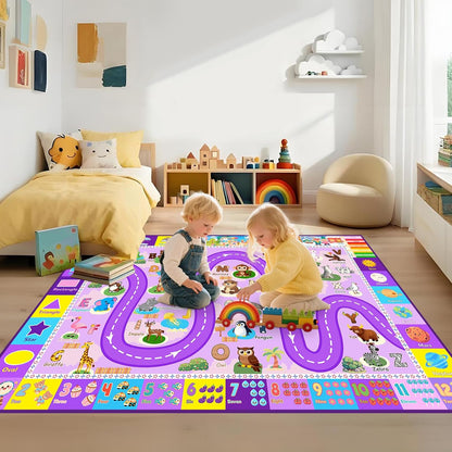 2.5x4 Kids Rugs for Playroom Feet, Educational ABC Alphabet Rug with Numbers Seasons, ABC Rugs for Kids Playroom