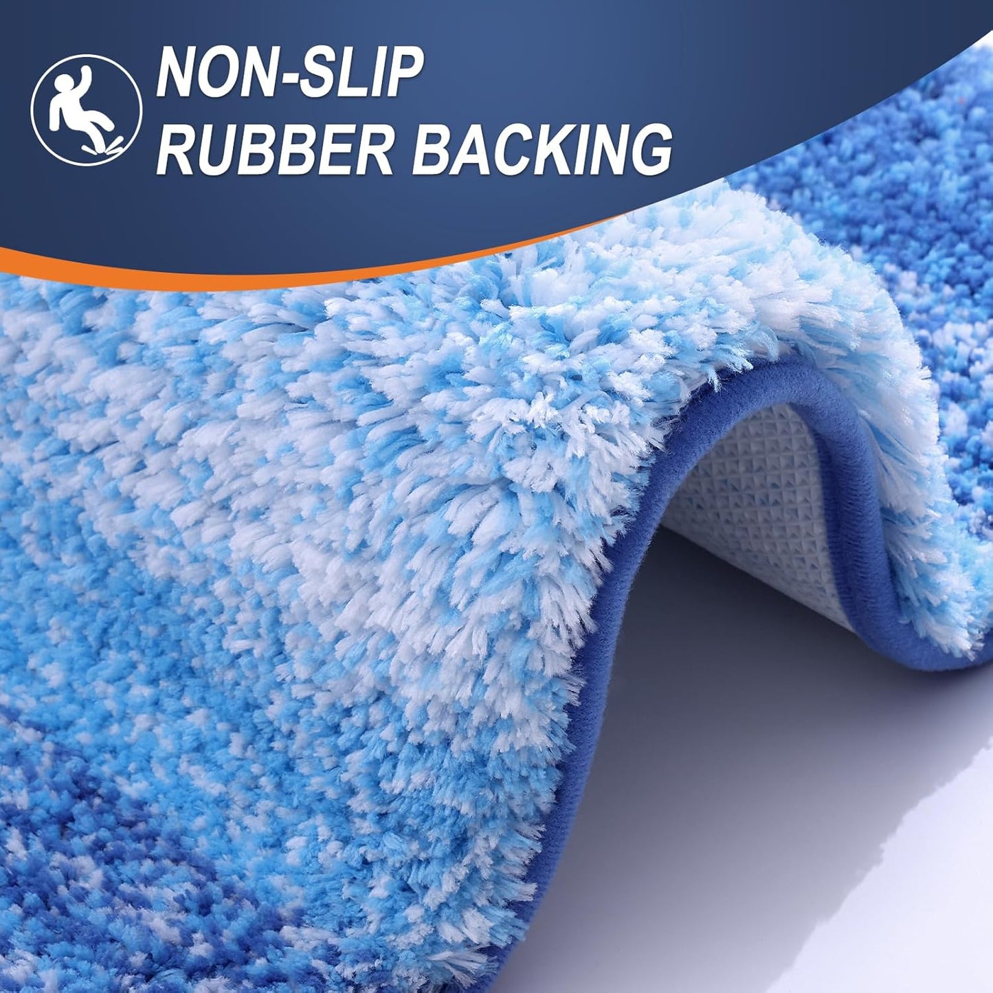 OLANLY Bathroom Runner Rug - Extra Soft Microfiber Mat | Quick Dry, Rubber Backing, 70x24, Light Royal Blue
