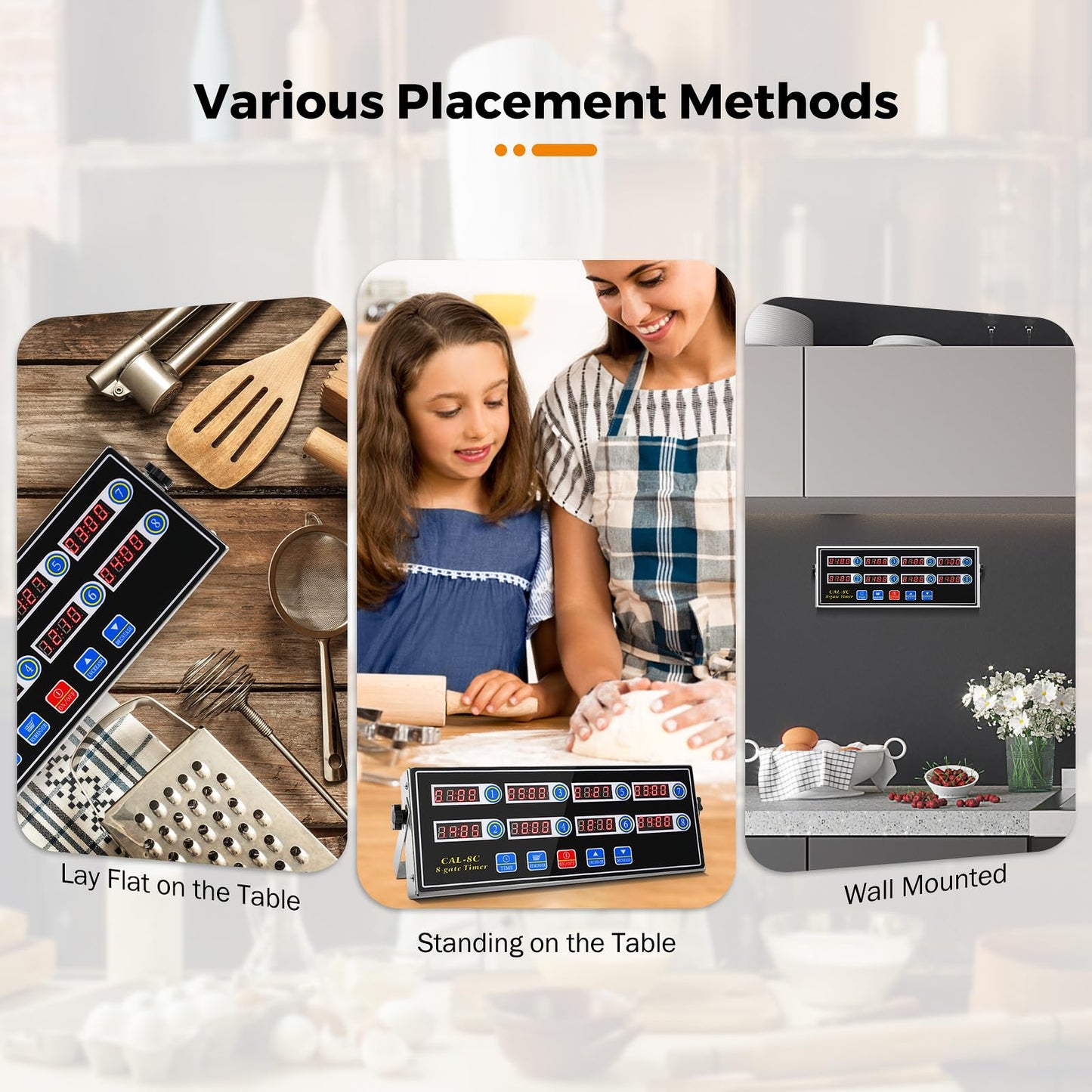 BEAMNOVA 8-Channel Digital Kitchen Timer, Commercial Timer for Restaurant, Food Timer for Cooking, Fryer Reminder, Adjustable Loud Alarm, Stainless Steel