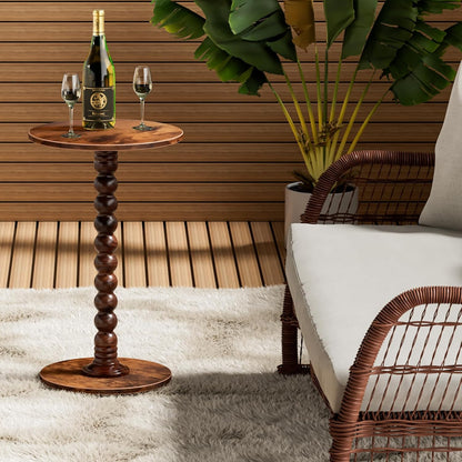 Drink Table, Drink Tables for Small Spaces, Modern Accent Nightstand with Solid Wood Leg for Living Room, Bedroom