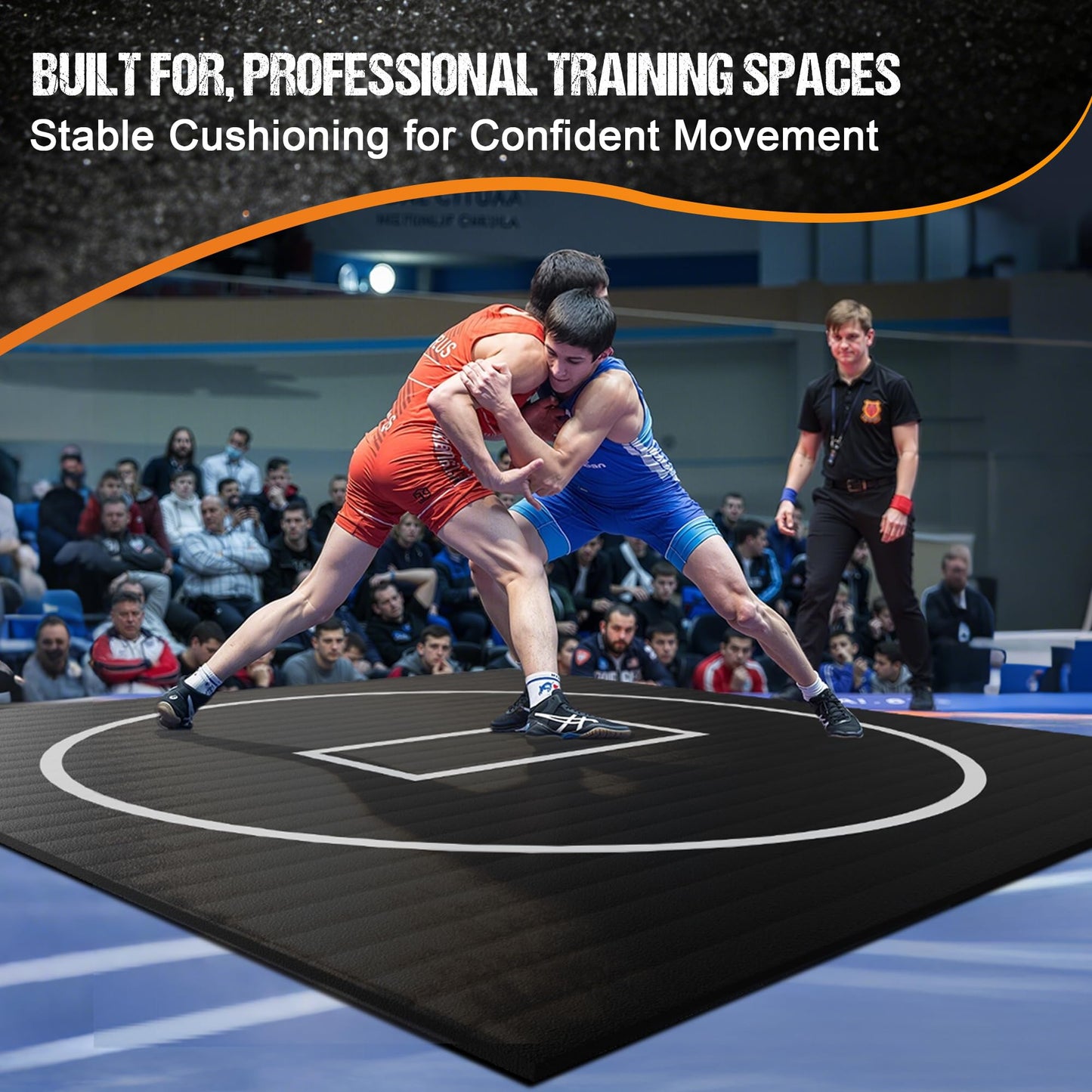 GianToucan Wrestling Mat for Home, 10’x 10’x 1.25” Grappling Mat for Wrestling, MMA, BJJ, Jiu Jitsu, Judo, Gym, Roll-Up Wrestling Practice Mat for Kids & Adults，Easy to Clean Indoor/Outdoor, Black