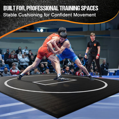 GianToucan Wrestling Mat for Home, 10’x 10’x 1.25” Grappling Mat for Wrestling, MMA, BJJ, Jiu Jitsu, Judo, Gym, Roll-Up Wrestling Practice Mat for Kids & Adults，Easy to Clean Indoor/Outdoor, Black