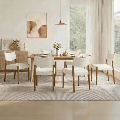 KISLOT Upholstered Dining Chairs Set of 4, Solid Wood Armless Kitchen Chairs with Soft Polyester Fabric, 18.9" Seat Height, Modern Dining Room Seating, 300 lbs Capacity, Linen