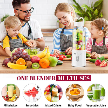 Portable Personal Blender 17 OZ/500 ML Juicer, 175W Personal Size Blender, Ideal for Smoothies, Ice Blending, Juicing, and Food Processing, Compact, Convenient, and Versatile (Pink)