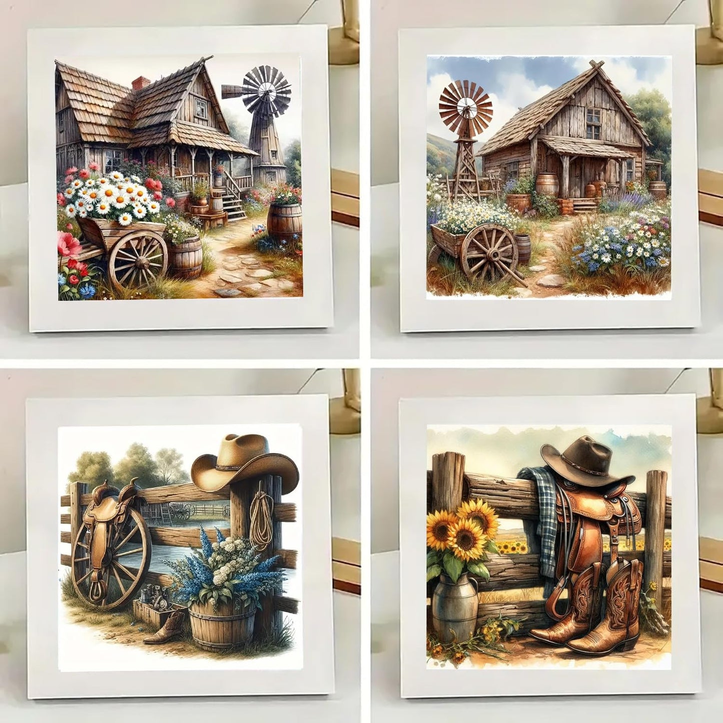 Axquilon 4 Pack Diamond Art Kits for Adults - Diamond Painting Kits for Adults Beginner, DIY 5D Full Drill Gem Art for Home Wall Decor 12x12 inch