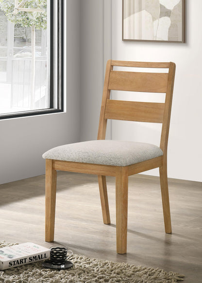Coaster Home Furnishings - Duncan - Wood - Dining Side Chairs with Ladder Back Design, Cushioned Seat, Tapered Legs and Rounded Edges - Dining Room - Set of 2 - Washed Oak - 193652