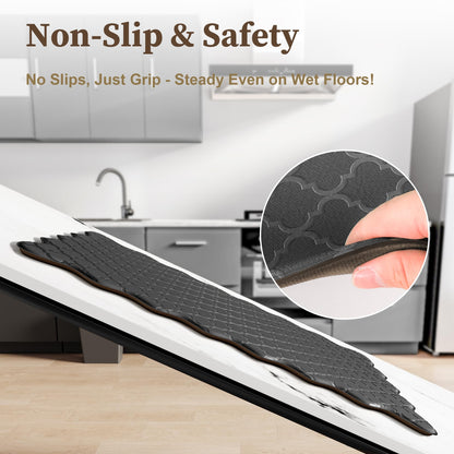 Arenarug Upgrade Scalloped Embossed Kitchen Mats for Floor 2PCS Cushioned Anti Fatigue Waterproof Foam Kitchen Rugs Non Slip Washable Comfort Standing Mat for Office Sink Laundry, Black