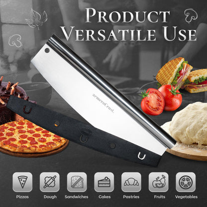 armeroCrust 13.8 Inch Pizza Cutter Rocker Blade - Easy Slicing - Premium Finish Pizza Slicer with Time Saving Pizza Cutter Rocker Design
