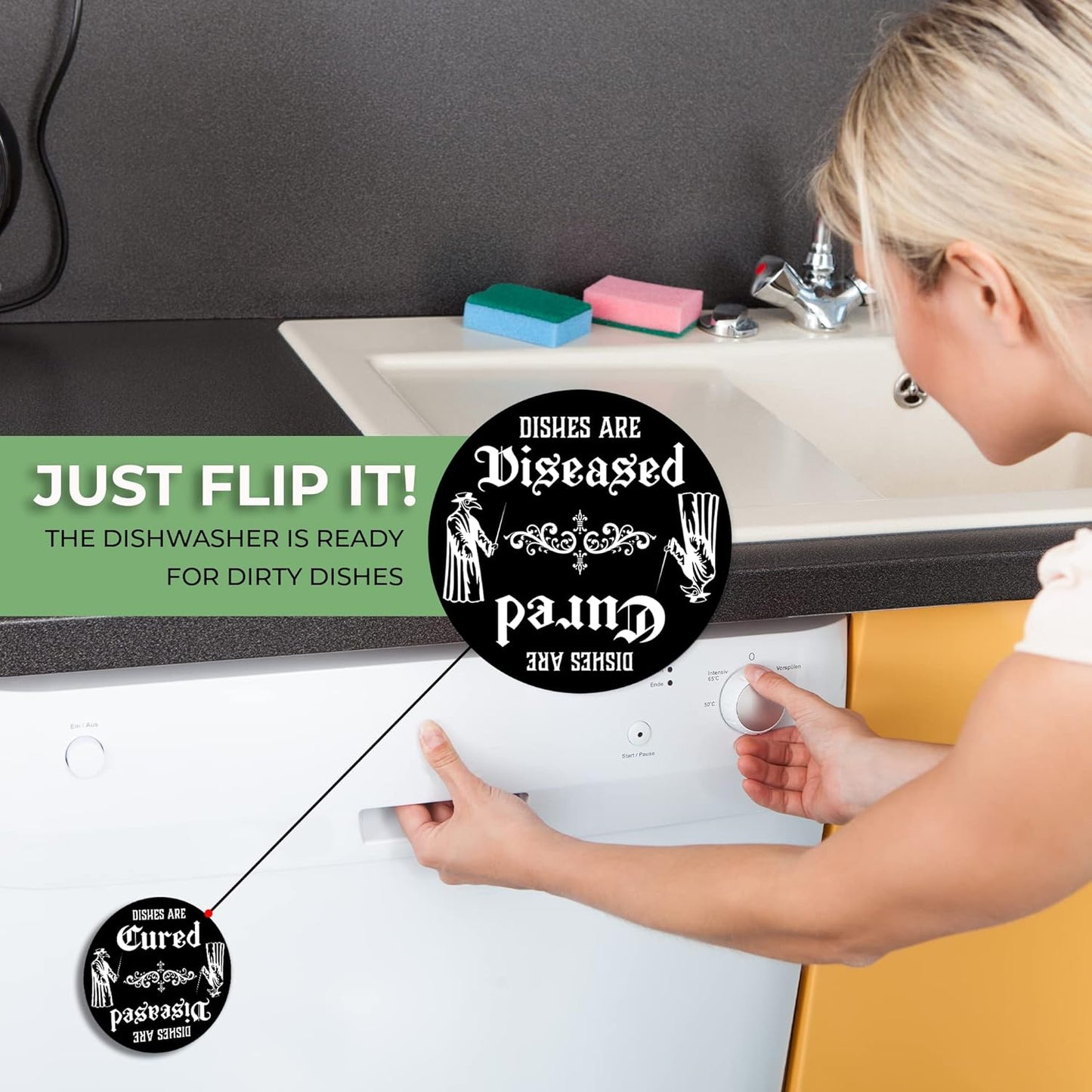Gothic Kitchen Decor Plague Doctor Mask Dishwasher Magnet, Clean Dirty Sign for Home & Office, Ideal Gift for Gothic