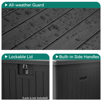 YITAHOME 180 Gallon Large Deck Box with Side Handles, Outdoor Double-Wall Storage for Patio Furniture Cushions, Garden Pool Accessories, Waterproof & Lockable