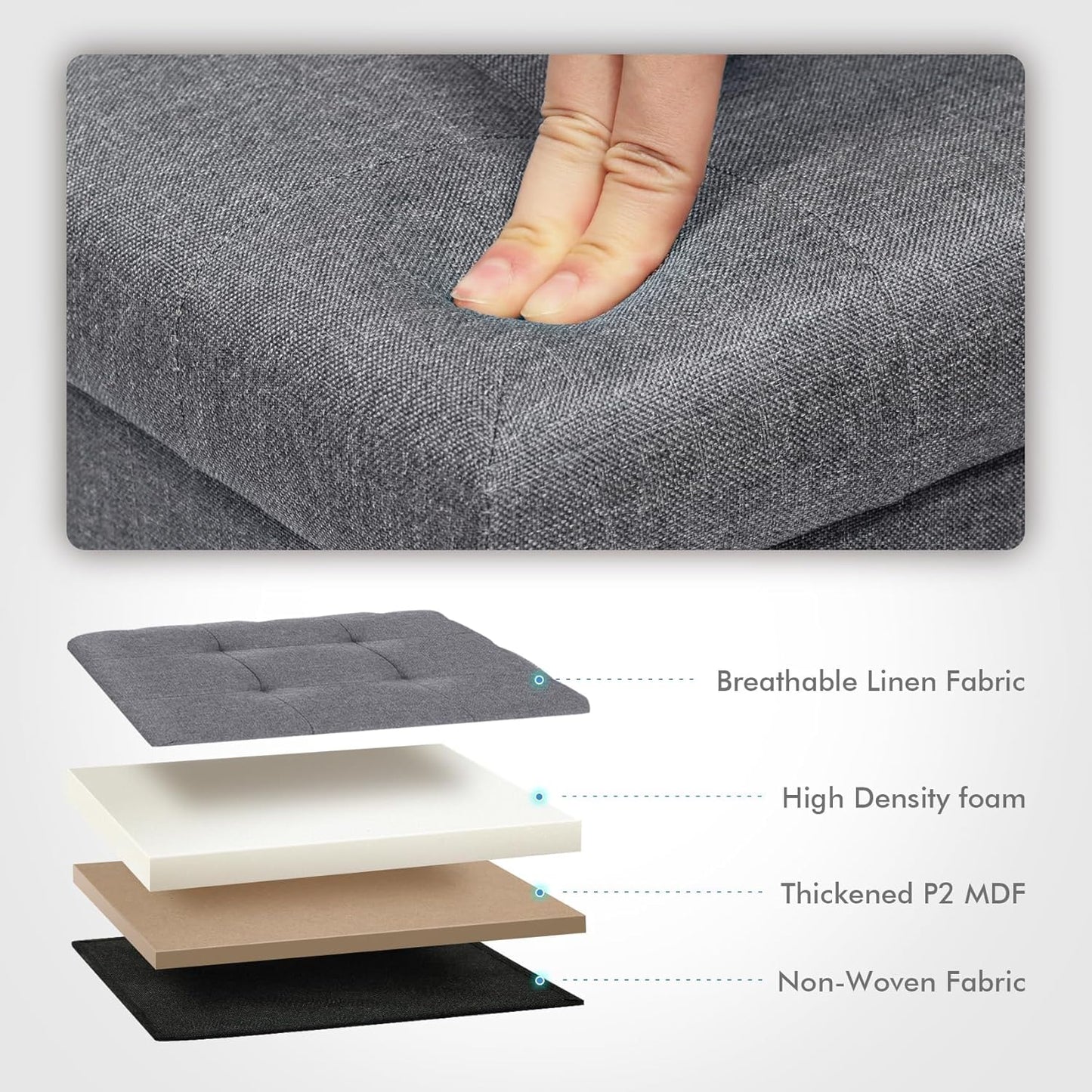 12.6 Inch B FSOBEIIALEO Storage Ottoman Cube Foldable Footrest, Chest & Seat for Living Room, Nursery, Bedroom Cube