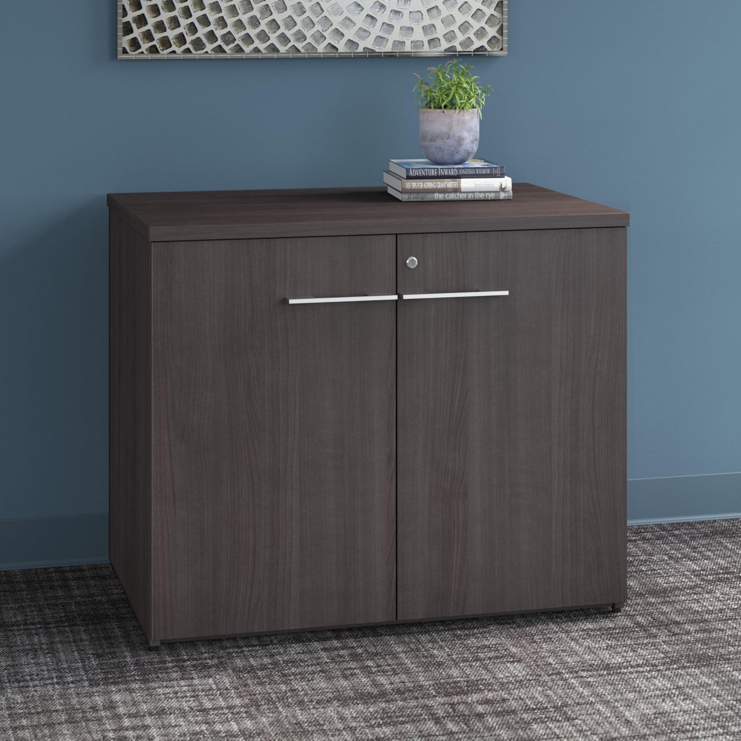 Bush Business Furniture Office 500 36W Storage Cabinet with Doors in Storm Gray - Assembled