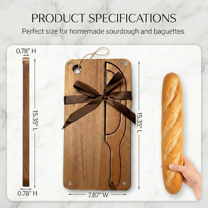Sourdough Bread Slicer Set, Sourdough Knife & Bread Cutting Board with Crumb Tray Design, Ergonomic W-Handle Grip, Non-Slip Pads, Magnetic Storage, Left & Right Handed, Extra Blade, Bakers Gift