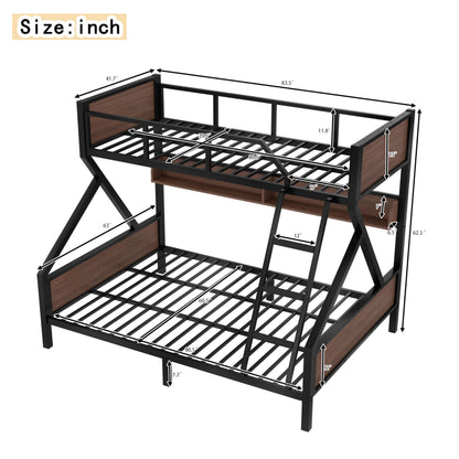 Bellemave Twin XL Over Queen Bunk Bed with Storage Shelf and RGB LED Lights, Adults Bunk Bed with Angle Padded Ladder, Heavy Duty Bunk Beds with Noise-Reducing Rubber Stoppers, Black