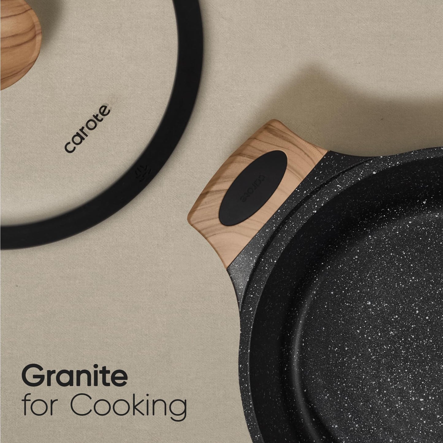 CAROTE 26PCS Pots and Pans Set Non Stick, Cookware Set Pots and Pans Induction Cook Ware, Nonstick Kitchen Cooking, PFOA Free, Black
