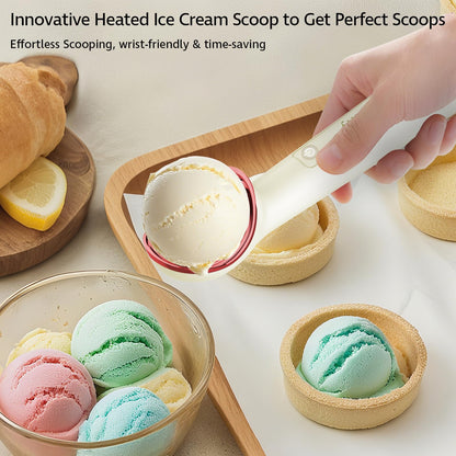 Cloukily Heated Ice Cream Scoop with ON/OFF Switch(Latest Gen 3.0): Rechargeable Electric Icecream Scooper with Holder,2025 Kitchen Gadgets for Hard Ice Cream, Waterproof IP67,Max to 158℉