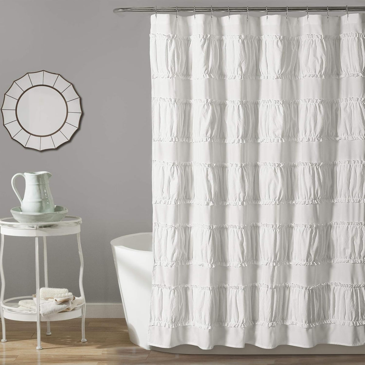 Lush Decor White Nova Ruffle Shower Curtain - 72" x 72"