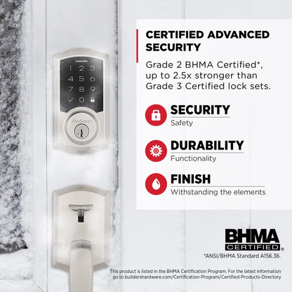 Kwikset SmartCode 270 Keyless Entry Electronic Touchpad Deadbolt Door Lock with Auto-Lock, Custom User Codes, Advanced Security in Satin Nickel Traditional