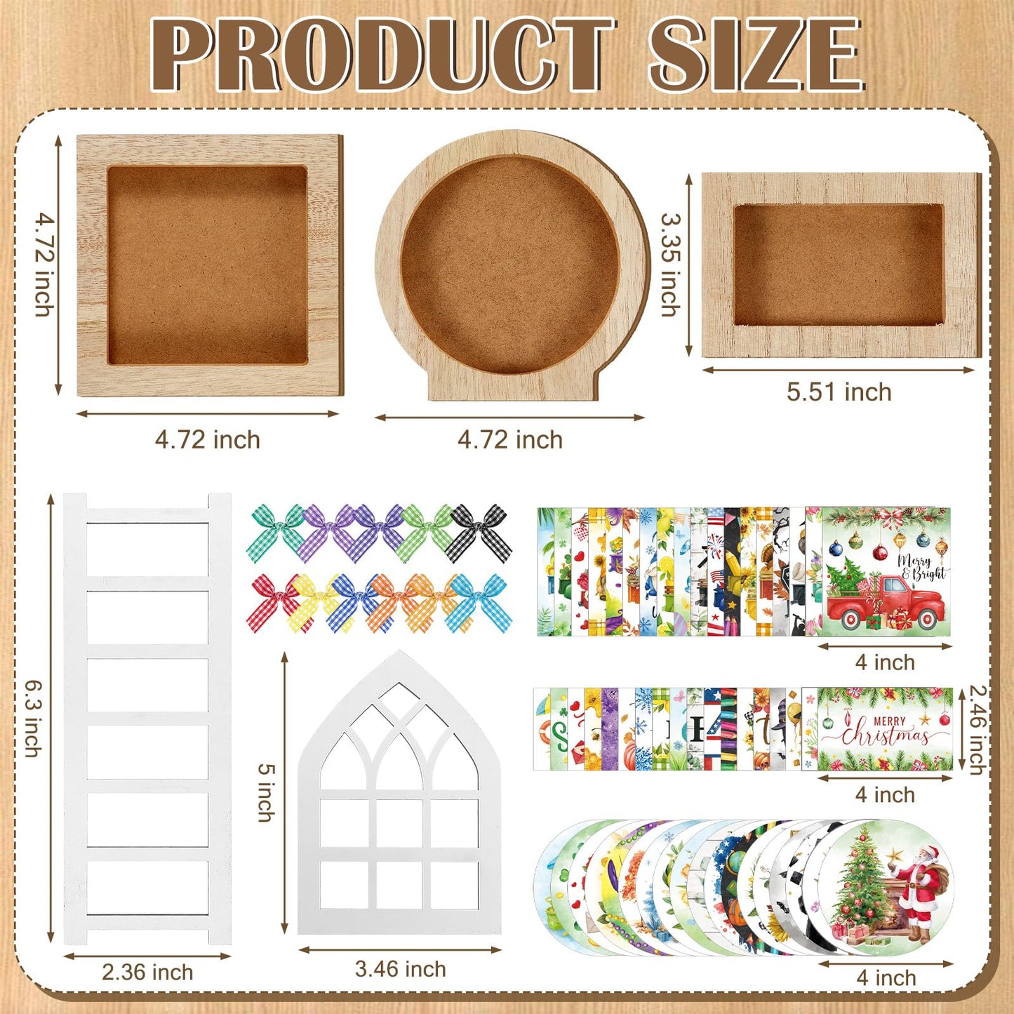 GlikCeil 95 Pcs Interchangeable All Season Tiered Tray Decor Set Summer Hawaii 4th of July Decorations Wooden Frames Ladders with Season Cards Bows for Independence Day Holiday Kitchen Home
