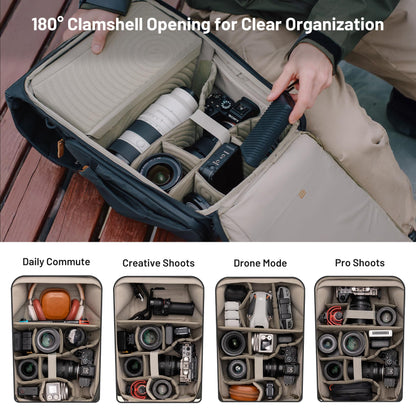 PGYTECH OneGo 2 Camera Backpack 20L with Laptop/iPad Compartment Waterproof Camera Backpack for Urban & Travel Photography – Compatible with Sony/Canon/Nikon/DSLR/SLR Mirrorless Cameras, Sand Khaki