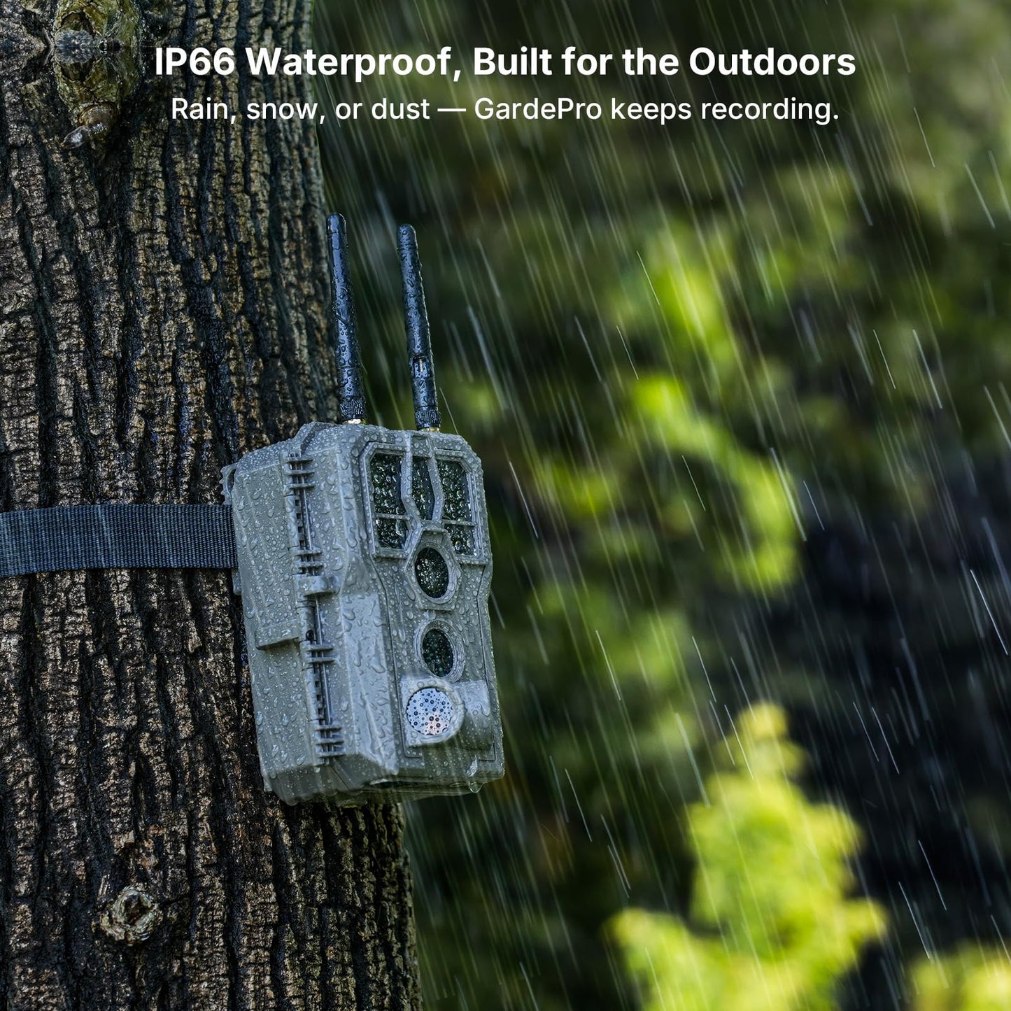 GardePro E8 2.0 Pro WiFi Trail Camera with SP300 Solar Panel, 4K Ultra HD & 64MP, 165ft Long-Range WiFi, Built-in 7800mAh Battery + 64GB SD Card, Dual Antennas, Wildlife Monitoring Camera