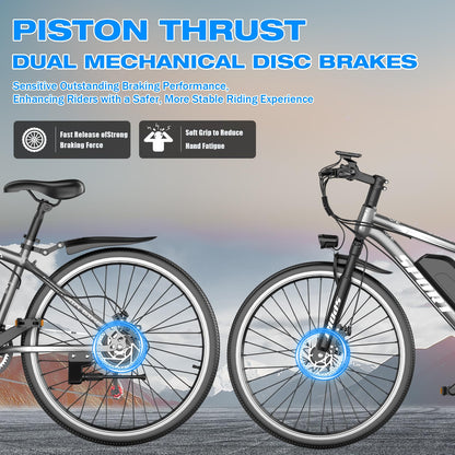 GWEIT Electric Bike for Adults with 1500W Peak Motor, 25MPH 65Miles Electric Mountain Bike with 48V 10AH Removable Battery, 26" Commuting Ebike with 7 Speeds Front Suspension