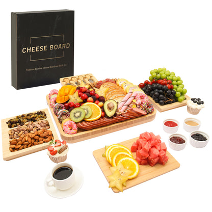 drmvalg Charcuterie Board Cheese Tray Set with Stainless Steel Knives, Slates and Bowls. Gift for Housewarming, Wedding Couple, Bridal Shower (CB002)