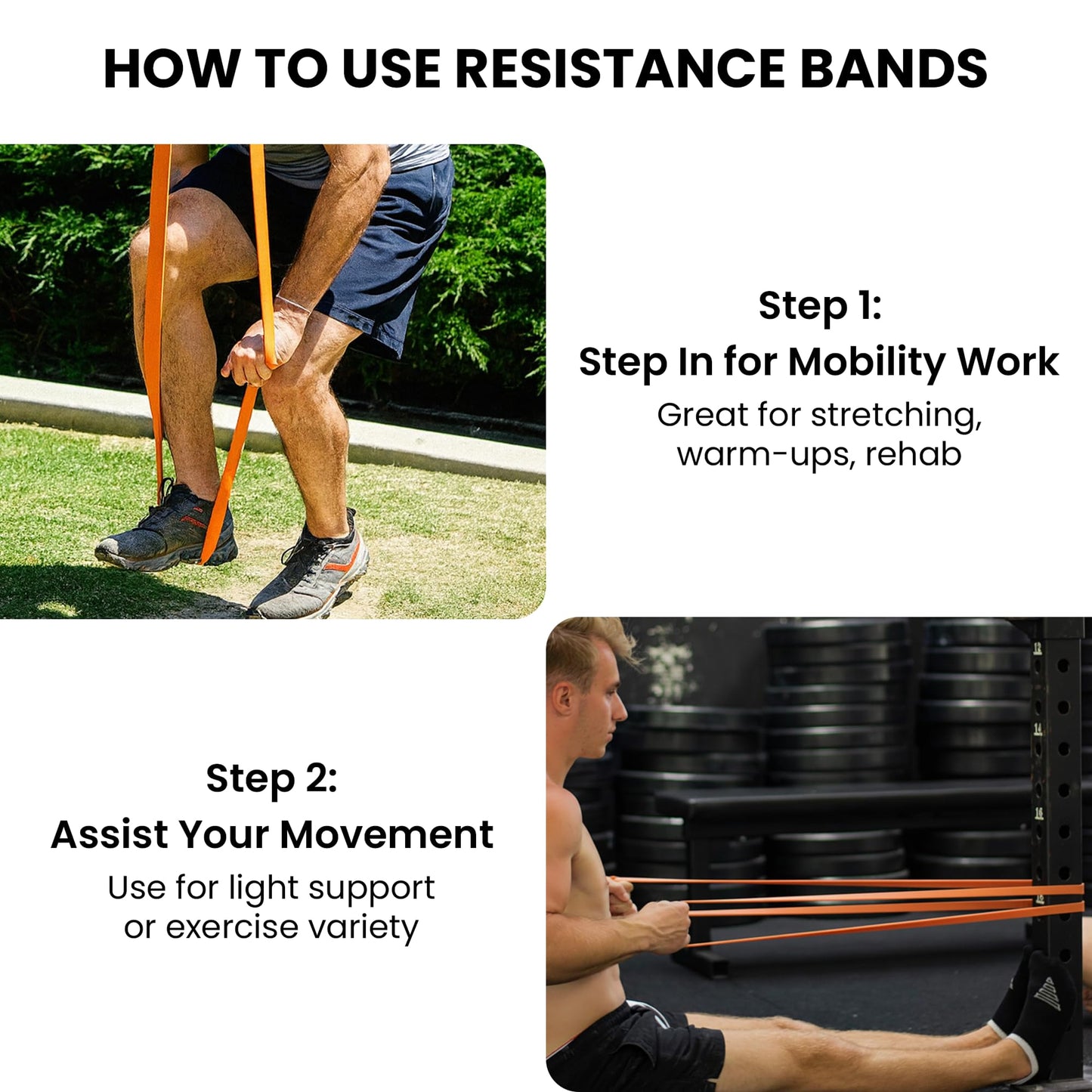 Functional Fitness Pull Up Bands Resistance Bands | Exercise Bands for Working Out | Long Stretch Bands for Exercise, Training Bands, Resistance Bands for Stretching Orange 1/4" 5-15 lbs