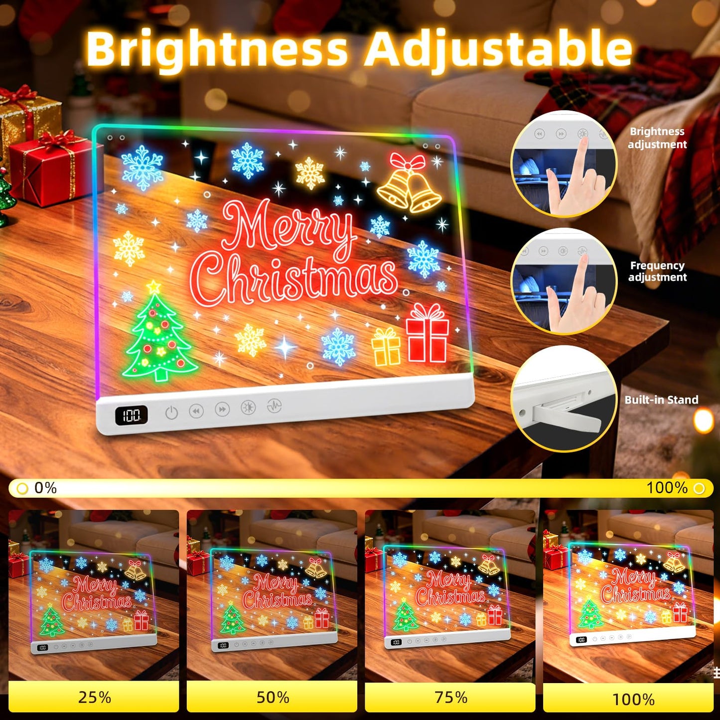 Lumiboard Led Drawing Board with 13 Light Effects, 16" Rechargeable Glow Doodle LED Note Board with Colors, Neon Light Up Drawing Tablet Gifts for Kids for Easter Birthday Christmas Gift Ideas