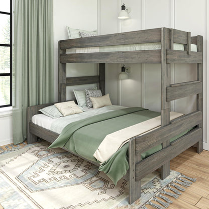 Max & Lily Bunk Bed, Twin XL-Over-Queen Bed Frame For Kids, Solid Wood for No Box Spring Needed, Driftwood