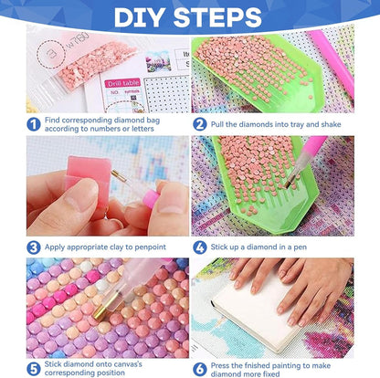 RYMILIE 4 Pack Diamond Art Painting Kits for Adults, DIY Flower Books Diamond Painting Kits Round Diamond Dots for Adults,5D Full Drill Painting Kit Art and Crafts for Adult Home Wall Decor 14x14inch