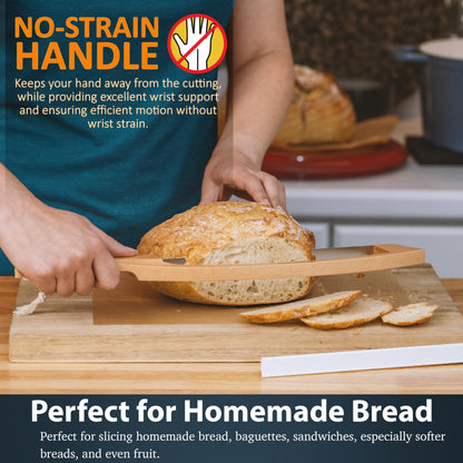 MonteHerra Bread Knife for Homemade Bread - 17-inch Wooden Sourdough Bread Knife - Unique Bow Design - Stainless Steel Serrated Blade - Perfect for Homemade Bread, Baguettes and More