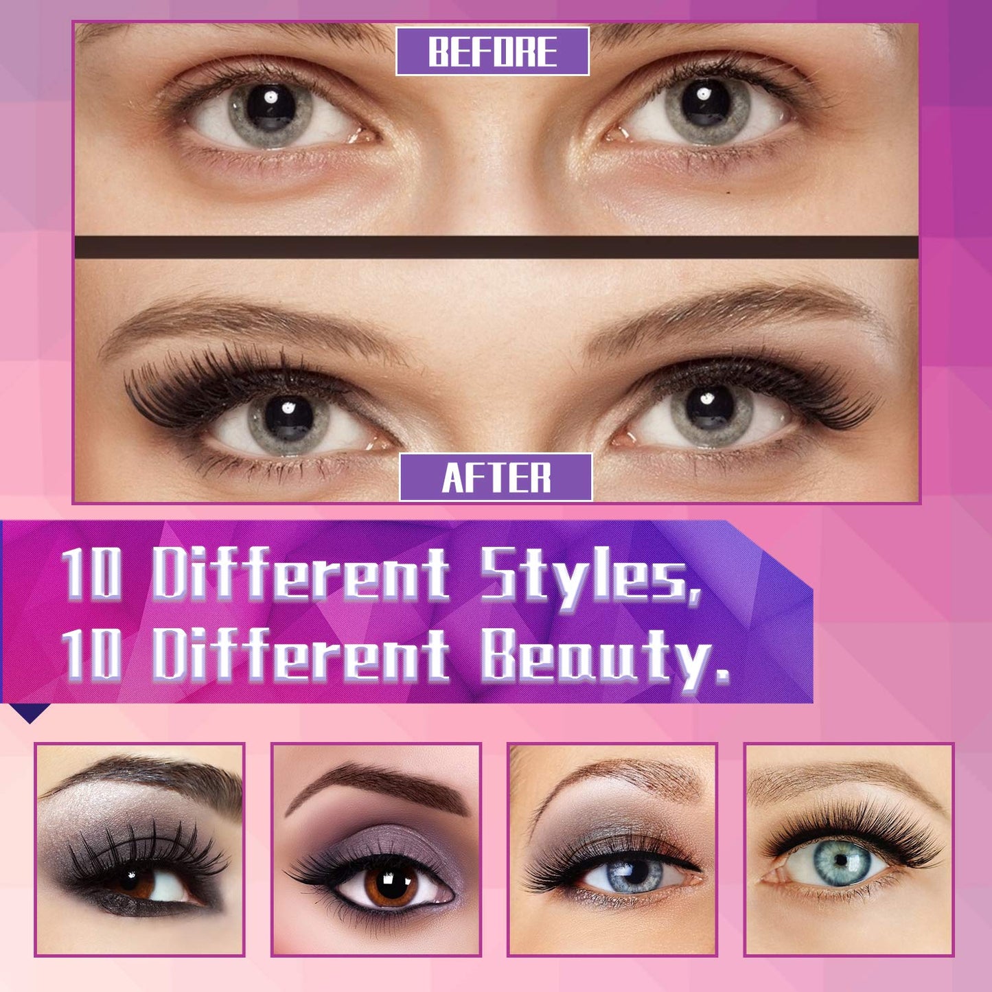 Magnetic Eyelashes with Eyeliner Kit- 10 Pairs Premium 3D Natural Look Reusable Eyelashes with Tweezers Applicator, Strong Magnetic Eyeliner and Lashes Set by DEJAVIA, No Glue Needed